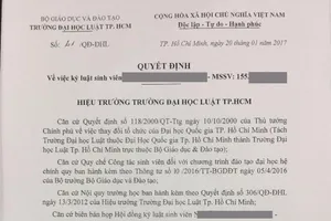 Nữ sinh luật bị đình chỉ 1 năm photo giáo trình cho ai?