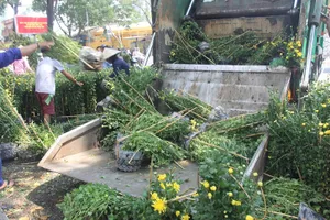 Chiều 30 Tết: Ngậm ngùi đập bỏ hoa, ném lên xe rác