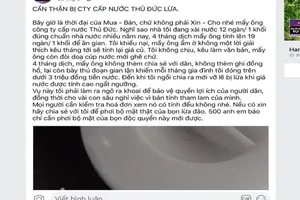 Cấp nước Thủ Đức hoàn tiền cho khách hàng vì tính sai giá nước
