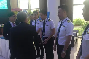 Đội ngũ phi công đang được đào tạo của Vietnam Airlines ra mắt trong lần hãng hàng không này niêm yết cổ phiếu trên sàn Hose vào tháng 5-2019- Ảnh: TL
