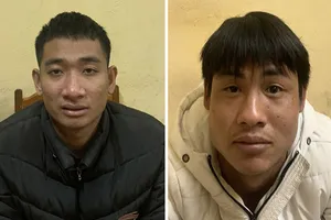 Lê Đình Bình và Trương Công Hùng bị tạm giữ để điều tra về hành vi cướp giật tài sản. Ảnh: CA