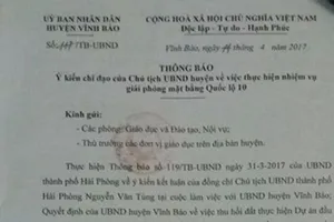 Huyện yêu cầu giáo viên nghỉ dạy ở nhà bàn giao đất