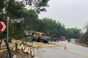 Hai xe tải tông trực diện trên Quốc lộ 12C khiến 2 người tử vong