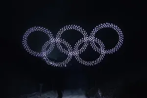 Ngắm bữa tiệc ánh sáng từ drone ở Olympic mùa đông 2018