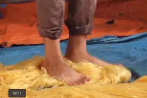 Cận cảnh công nghệ 'giẫm chân' sản xuất miến