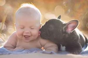 Cực kỳ dễ thương bộ ảnh chú bé và 'anh' cún của mình