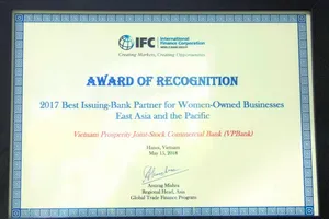VPBank nhận giải thưởng của Tổ chức Tài chính Quốc tế