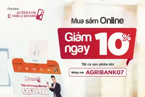 Giảm 10% tại Vnshop trên Agribank E-Mobile Banking