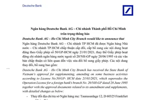Deutsche Bank AG – Chi nhánh TP.HCM công bố giấy phép hoạt động