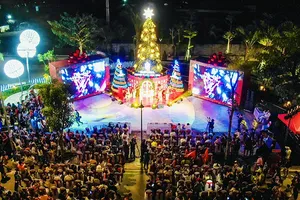 Người dân Long An đón Giáng sinh sớm tại đại lộ phố 3/2