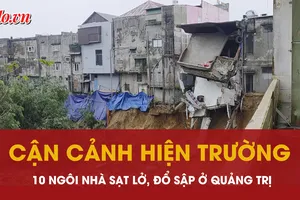 Hàng loạt ngôi nhà bất ngờ sạt lở, đổ sập ở Quảng Trị 