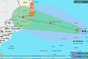 Mô hình dự báo vị trí và đường đi của áp thấp nhiệt đới. Ảnh: VNDMS