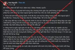 Bộ GD&ĐT yêu cầu xử lí thông tin xuyên tạc quyết định phê duyệt sách giáo khoa tiếng Trung