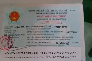 Giảm thời gian cấp giấy miễn thị thực xuống còn 1 ngày