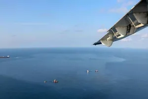 Vụ tràn dầu ở Vịnh Thái Lan, cách bờ biển tỉnh Rayong khoảng 20 km. Ảnh: AFP