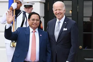 Tổng thống Mỹ Joe Biden tiếp đón Thủ tướng Việt Nam Phạm Minh Chính tại Mỹ. Ảnh: VGP