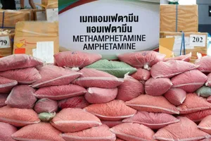 Lượng ma túy đá bị thu giữ ở Thái Lan trong năm qua. Ảnh: AFP