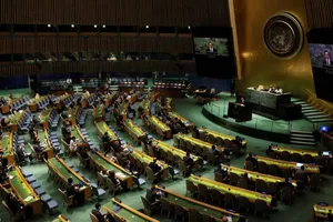 Phiên họp Đại hội đồng Liên Hợp Quốc diễn ra ngày 8-6 yêu cầu Nga, Trung Quốc giải trình lý do phủ quyết nghị quyết trừng phạt Triều Tiên của Hội đồng Bảo an. Ảnh: REUTERS