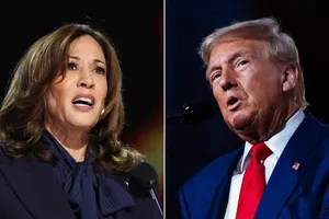 Phó Tổng thống Mỹ Kamala Harris (trái) và cựu Tổng thống Mỹ Donald Trump. Ảnh: REUTERS