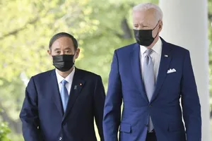 Mỹ đánh giá cao vai trò của Thủ tướng Nhật Suga trong vấn đề TQ, Đài Loan. Ảnh: KYODO NEWS