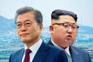 Ông Moon Jae-in (trái) và ông Kim Jong-un. Ảnh: CNN