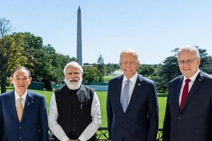 Lãnh đạo bốn quốc gia thành viên "Bộ tứ an ninh (QUAD)". Ảnh: KYODO