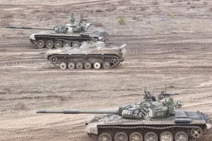Xe tăng trong cuộc tập trận Union Courage 2022 giữa Nga-Belarus hôm 19-2. Ảnh: AP