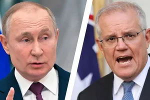 Tổng thống Nga Vladimir Putin và Thủ tướng Úc Scott Morrison. Ảnh: SYDNEY MORNING HERALD