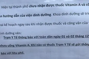 TP.HCM tạm hoãn cho trẻ uống vitamin A liều cao đợt 2-2022