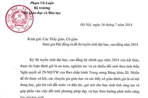 Bộ trưởng Bộ GD-ĐT cảm ơn người ra đề thi ĐH, CĐ