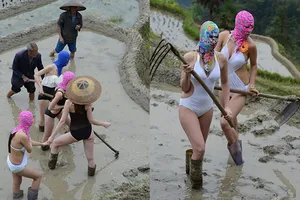 Chân dài diện áo tắm, đọ đường cong trên ruộng