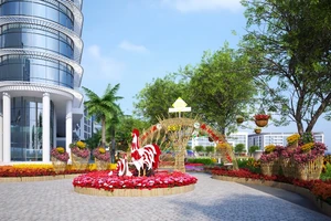 Phối cảnh hội chợ hoa xuân Phú Mỹ Hưng tết Đinh Dậu 