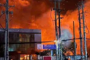 Long An mất điện trên diện rộng do cháy trạm biến áp Cai Lậy