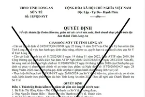 Long An: Xuất hiện quyết định giả mạo Sở Y tế trên không gian mạng