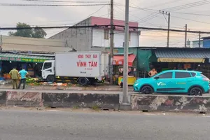Người bán cá thoát nạn khi xe tải lao vào sạp rau