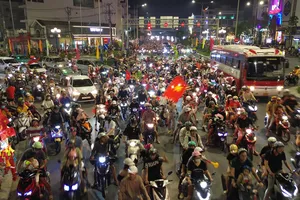 Biển người ở Long An hòa vào không khí Việt Nam chiến thắng