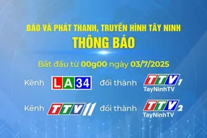 Tây Ninh đổi tên hai kênh truyền hình từ 3-7