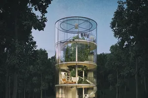 Nhà 4 tầng trong suốt nằm giữa rừng