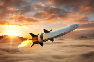 Hình ảnh mô phỏng tên lửa siêu thanh HAWC do tập đoàn quốc phòng Raytheon sản xuất. Ảnh: RAYTHEON/TWITTER