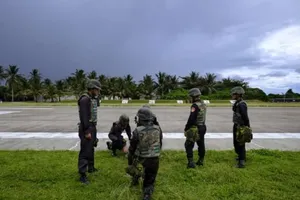 Binh sĩ Đài Loan trên quần đảo Đông Sa. Ảnh: GETTY IMAGES
