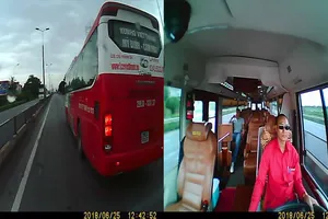 Xe khách tuyến Hà Nội - Quảng Ninh tạt đầu, chèn ép nhau