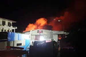 Cháy xưởng sản xuất gỗ pallet gần kho xăng ở Hải Phòng