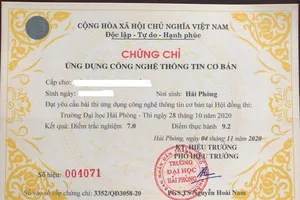Hiệu trưởng Đại học Hải Phòng ký cấp hàng loạt chứng chỉ tin học sai thẩm quyền