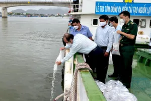 Thả tôm sú giống về môi trường tự nhiên.