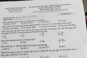 Đề thi và gợi ý môn Vật lý kỳ thi THPT Quốc gia 2019