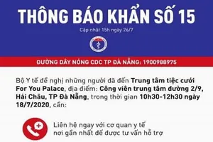 Thông báo khẩn của Bộ Y tế ngày 26-7