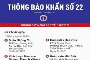 Tối 2-8, Bộ Y tế ra thông báo khẩn số 22 