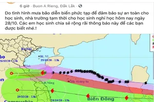 Nhiều tỉnh Tây Nguyên cho HS nghỉ học khẩn tránh bão số 9