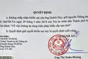 Chánh án bác khiếu nại của chuyên viên Văn phòng UBND TP.HCM