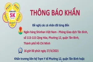 TP.HCM thông báo khẩn người đến ngân hàng sau liên hệ y tế